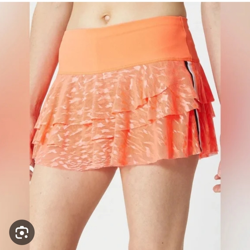 Lucky in Love Women's Orange Tennis Skirt - Picture 3 of 6